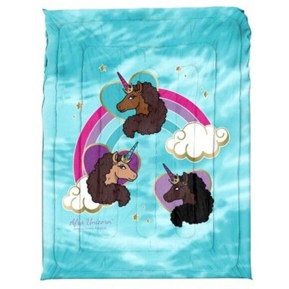 Afro Unicorn -  Kids' Comforter Microfiber Lightweigh Blue - Picture 3 of 3
